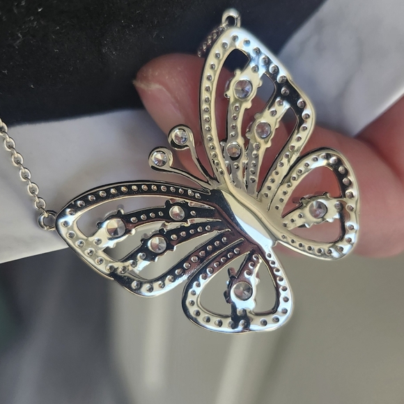 CERTIFIED 3.33 Carat VVS1 D EX MARIAH BUTTERFLY Moissanite Diamond NECKLACE *NEW - Picture 3 of 16